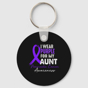 I Wear Purple For Aunt Pancreatic Cancer Awareness Key Ring
