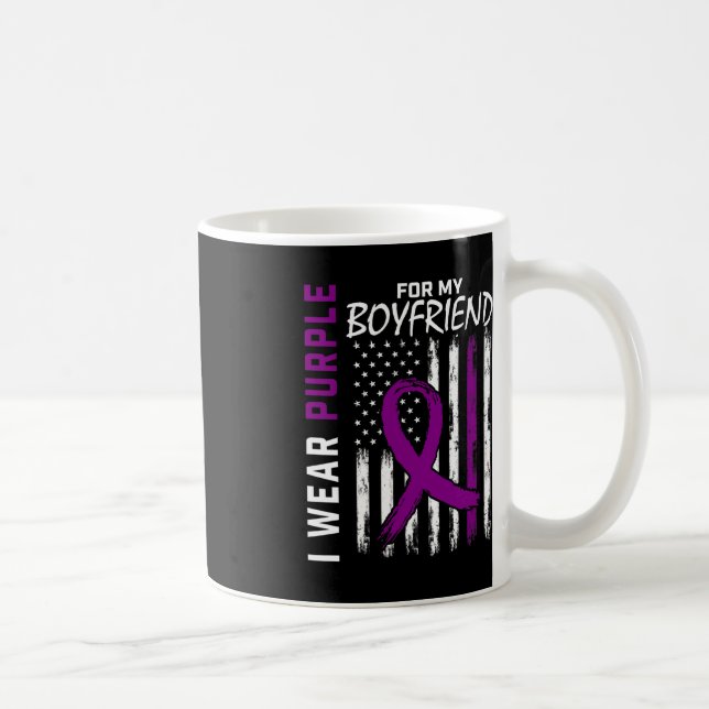I Wear Purple For Boyfriend Pancreatic Cancer Awar Coffee Mug (Right)