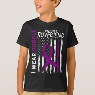 I Wear Purple For Boyfriend Pancreatic Cancer Awar T-Shirt