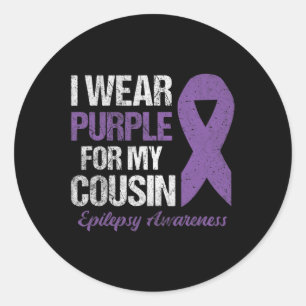 I Wear Purple For Cousin Epilepsy Awareness Classic Round Sticker