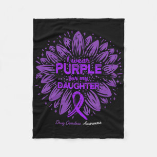 I Wear Purple For Daughter Sunflower Drug Overdose Fleece Blanket