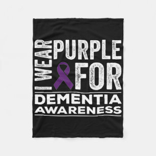 I Wear Purple For Dementia Awareness Heimerheimer  Fleece Blanket