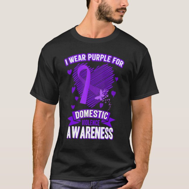 I Wear Purple For Domestic Violence Awareness Ribb T-Shirt (Front)