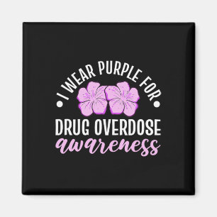I Wear Purple For Drug Overdose Awareness Floral F Magnet
