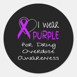 I Wear Purple For Drug Overdose Awareness Ribbon Classic Round Sticker