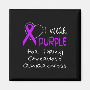 I Wear Purple For Drug Overdose Awareness Ribbon Magnet
