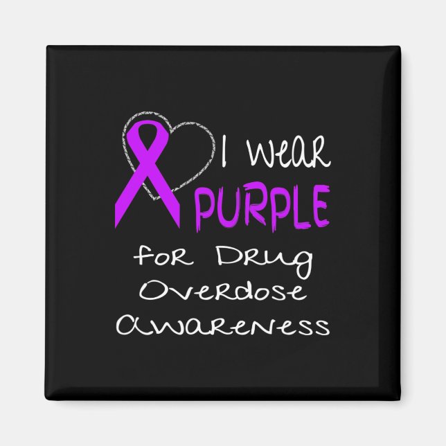 I Wear Purple For Drug Overdose Awareness Ribbon  Magnet (Front)