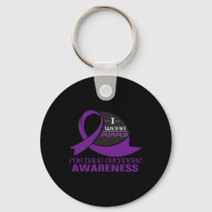 I Wear Purple For Drug Overdose Awareness Tee Key Ring