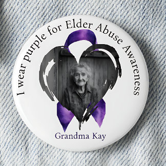 I Wear Purple for Elder Abuse Photo 6 Cm Round Badge