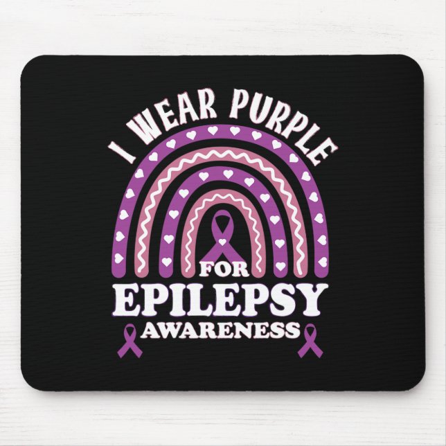 I Wear Purple For Epilepsy Awareness Epilepsy Awar Mouse Pad (Front)