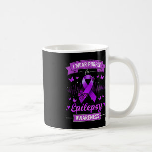 I wear Purple for Epilepsy Awareness Ribbon Butter Coffee Mug