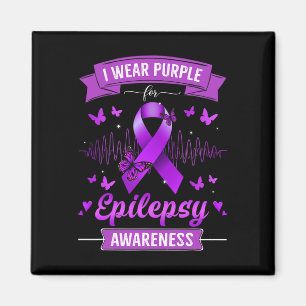I wear Purple for Epilepsy Awareness Ribbon Butter Magnet