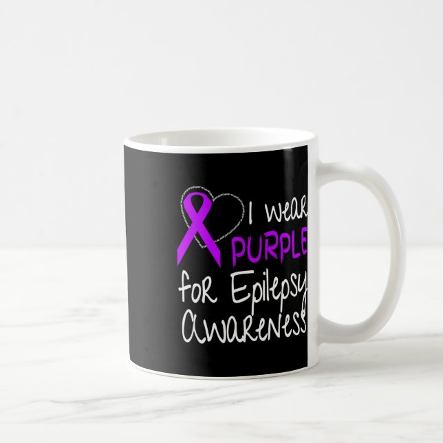 I Wear Purple For Epilepsy Awareness Ribbon  Coffee Mug (Right)