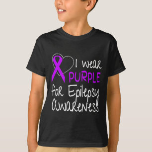 I Wear Purple For Epilepsy Awareness Ribbon  T-Shirt