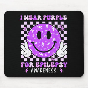 I Wear Purple For Epilepsy Awareness Smile Face Em Mouse Pad