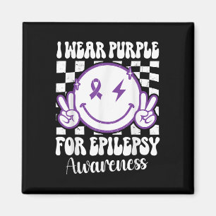 I Wear Purple For Epilepsy Awareness Smile Face Ep Magnet