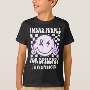 I Wear Purple For Epilepsy Awareness Smile Face Ep T-Shirt