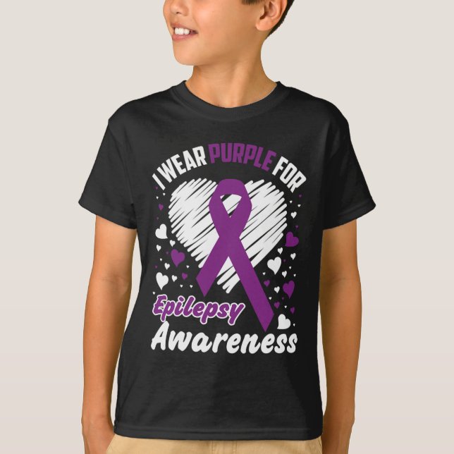 I Wear Purple For Epilepsy Awareness  T-Shirt (Front)