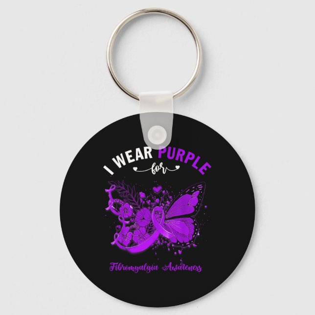 I Wear Purple For Fibromyalgia Awareness 1  Key Ring (Front)