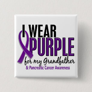 I Wear Purple For Grandfather 10 Pancreatic Cancer 15 Cm Square Badge