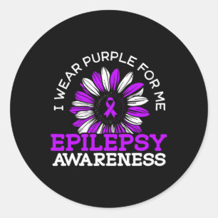 I Wear Purple For Me Epileptic Seizure Epilepsy Aw Classic Round Sticker