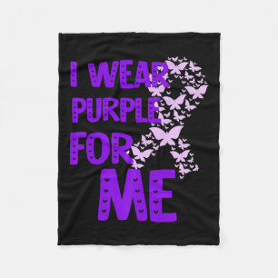 I Wear Purple For Me Pancreatic Cancer Awareness T Fleece Blanket