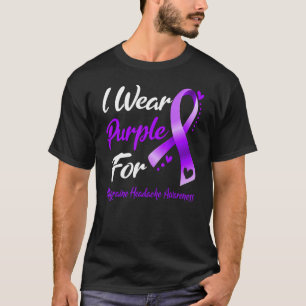 I Wear Purple For Migraine Headache Awareness Ribb T-Shirt