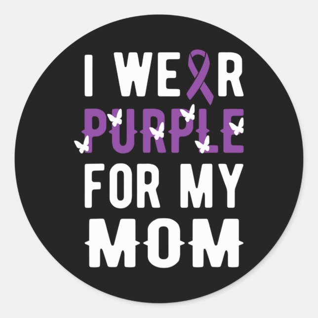 I Wear Purple For Mum Pancreatic Cancer Warrior Su Classic Round Sticker (Front)