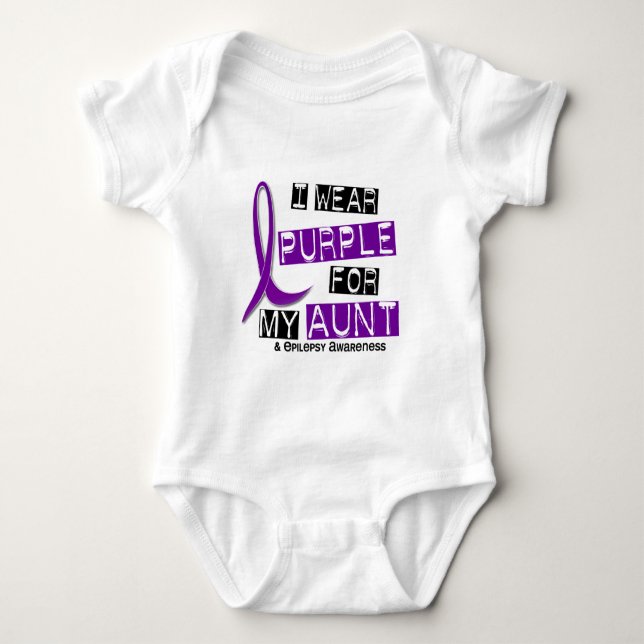 I Wear Purple For My Aunt 37 Epilepsy Baby Bodysuit (Front)