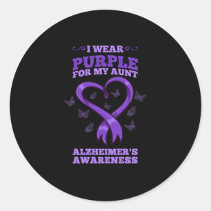 I Wear Purple For My Aunt Alzheimers Awareness Classic Round Sticker