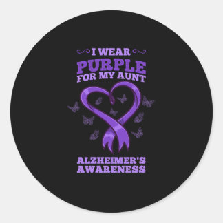 I Wear Purple For My Aunt Alzheimers Awareness Classic Round Sticker