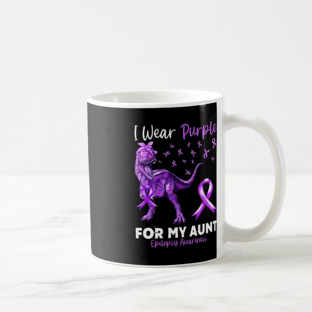 I Wear Purple For My Aunt Epilepsy Awareness Dinos Coffee Mug (Right)