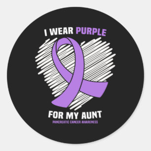I Wear Purple For My Aunt Pancreatic Cancer Awaren Classic Round Sticker