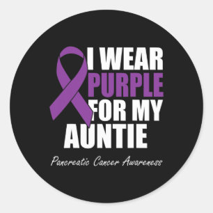 I Wear Purple For My Auntie Pancreatic Cancer Awar Classic Round Sticker