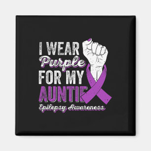 I Wear Purple For My Auntie Ribbon Epilepsy Awaren Magnet