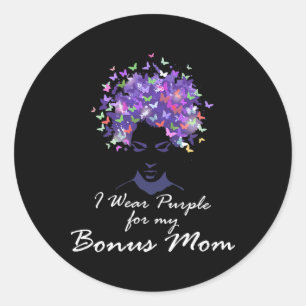I Wear Purple For My Bonus Mum Support Heimerheime Classic Round Sticker