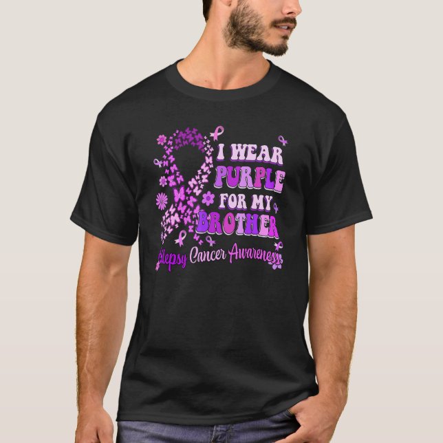 I Wear Purple For My Brother Epilepsy Awareness Da T-Shirt (Front)