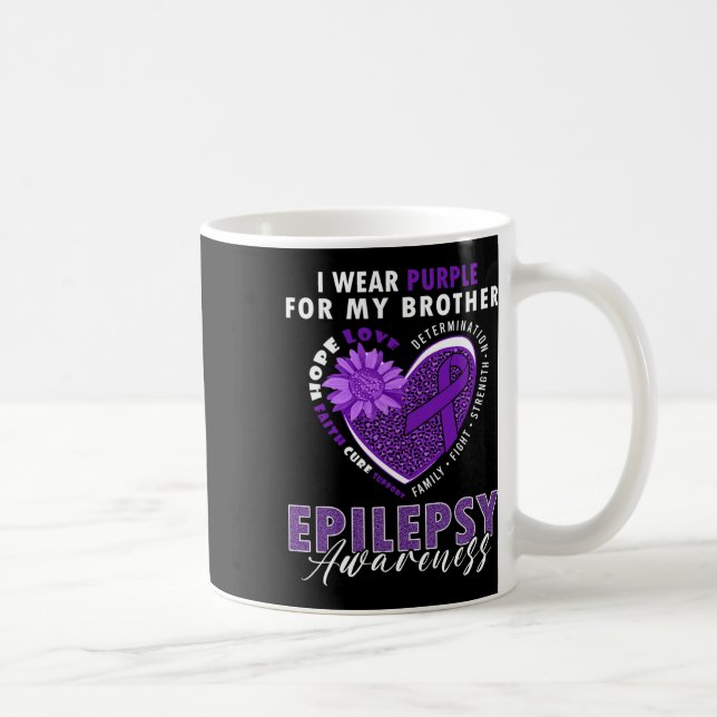 I Wear Purple For My Brother Epilepsy Awareness Su Coffee Mug (Right)