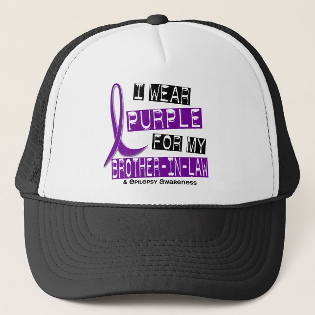 I Wear Purple For My Brother-In-Law 37 Epilepsy Trucker Hat (Front)