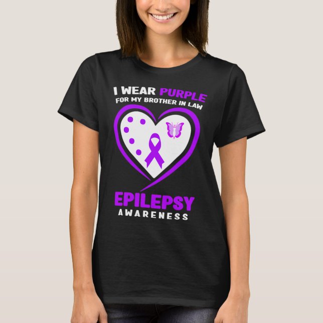 I Wear purple For My Brother in Law Epilepsy Aware T-Shirt (Front)