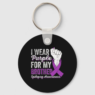 I Wear Purple For My Brother Ribbon Epilepsy Aware Key Ring