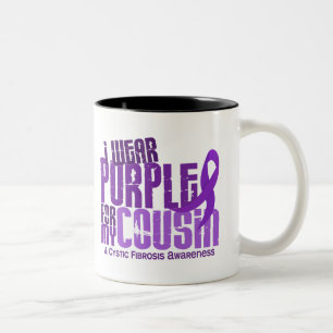 I Wear Purple For My Cousin 6.4 Cystic Fibrosis Two-Tone Coffee Mug
