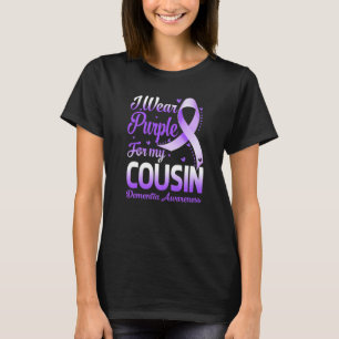 I Wear Purple For My Cousin Dementia Awareness Rib T-Shirt