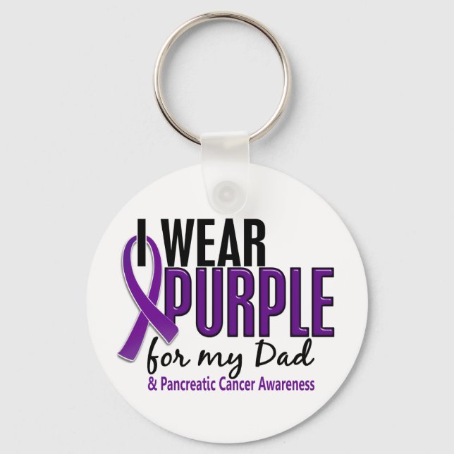 I Wear Purple For My Dad 10 Pancreatic Cancer Key Ring (Front)
