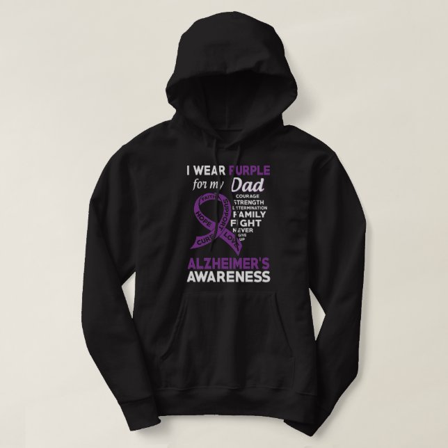 I Wear Purple For My Dad Alzheimer'S Awareness Hoodie (Design Front)
