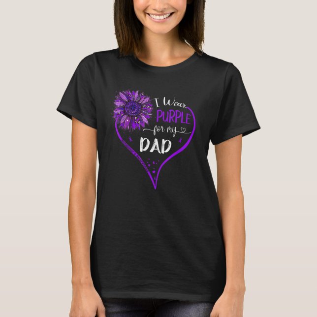 I Wear Purple For My Dad Alzheimers Awareness Sunf T-Shirt (Front)