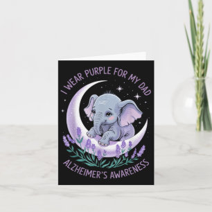I Wear Purple For My Dad Dementia Purple Elephant Card