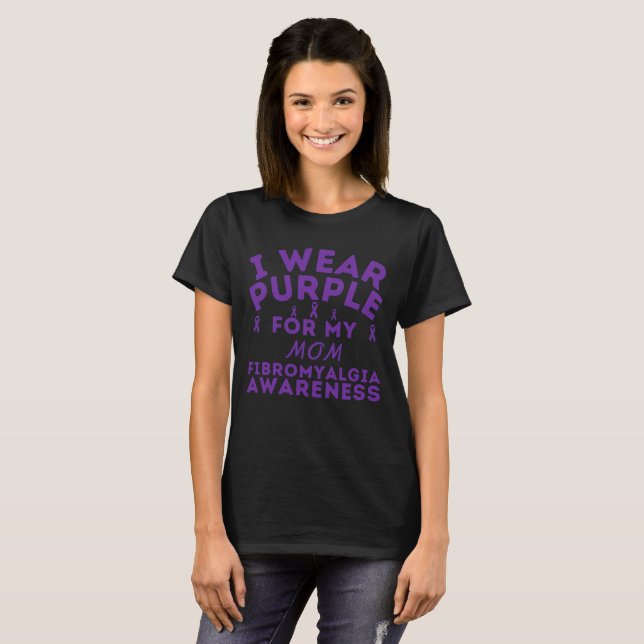 I Wear Purple For My Dad Fibromyalgia Customise T-Shirt (Front Full)