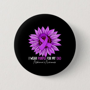 I Wear Purple For My Dad Heimerheimer's Awareness 6 Cm Round Badge