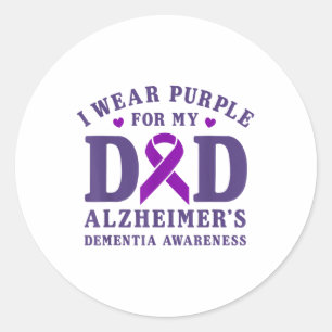 I Wear Purple For My Dad Heimers Dementia Awarenes Classic Round Sticker